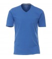 Bawełniana koszulka męska T-Shirt w serek niebieska 660-10