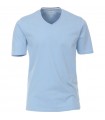 Bawełniana koszulka męska T-Shirt w serek błękitna 660-11