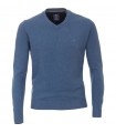 niebieski sweter męski w serek struktura Redmond 222415600-12