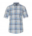 Lniana koszula męska w kratkę Redmond z krótkim rękawem regular fit 231155999-10
