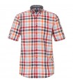 Lniana koszula męska w kratkę Redmond z krótkim rękawem regular fit 231155999-50