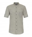 Lniana oliwkowa koszula męska Redmond z krótkim rękawem STÓJKA regular fit 231150999-60