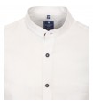 Lniana biała koszula męska Redmond z krótkim rękawem STÓJKA regular fit 231150999-0