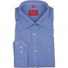 Non Iron - niebieska koszula męska w drobny wzorek z długim rękawem 43050320010