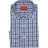 Non Iron - koszula bawełniana w tonacji niebieskiej,  z długim rękawem, w kratkę 40100320619