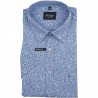 Błękitna koszula bawełniana ze wzorem w kwiaty z krótkim rękawem - Modern Fit 43800365110