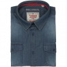 Granatowa koszula jeansowa D555 DESTIN lekko ścierana, z krótkim rękawem